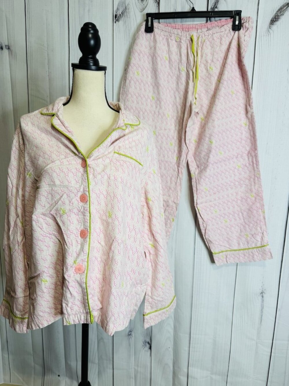 Victoria's Secret Sweet Dreams Classic Pajama Set Sz L Script Logo Pink